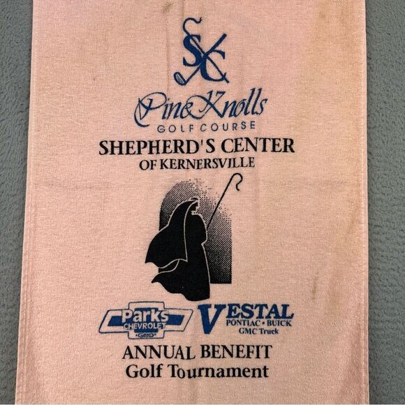 Pine Knolls Golf‎ Towel Pink Golfer Shepards Center Vestal USA Made Cannon 15x27 - Picture 2 of 8